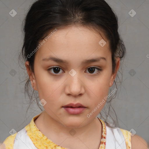 Neutral white child female with short  brown hair and brown eyes