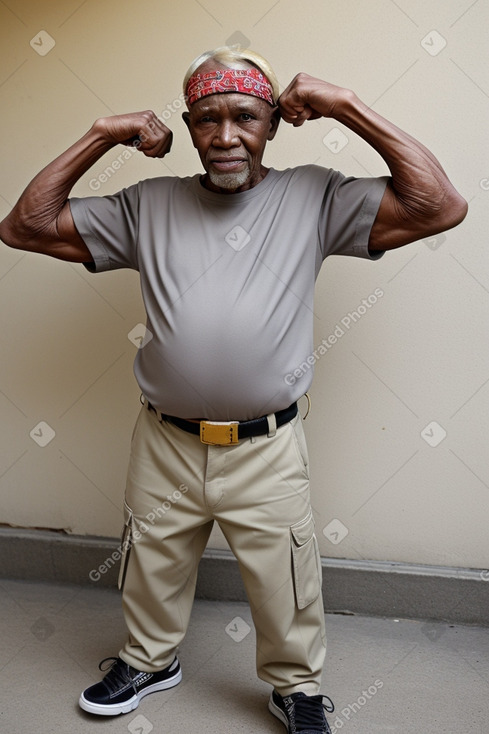 Tanzanian elderly male with  blonde hair