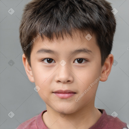 Neutral white child male with short  brown hair and brown eyes