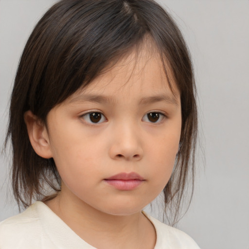 Neutral white child female with medium  brown hair and brown eyes