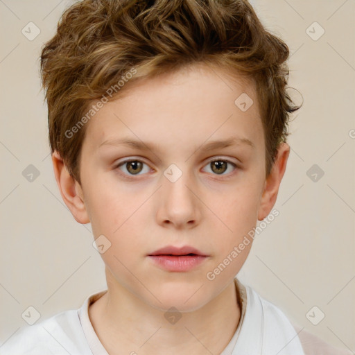 Neutral white child female with short  brown hair and brown eyes