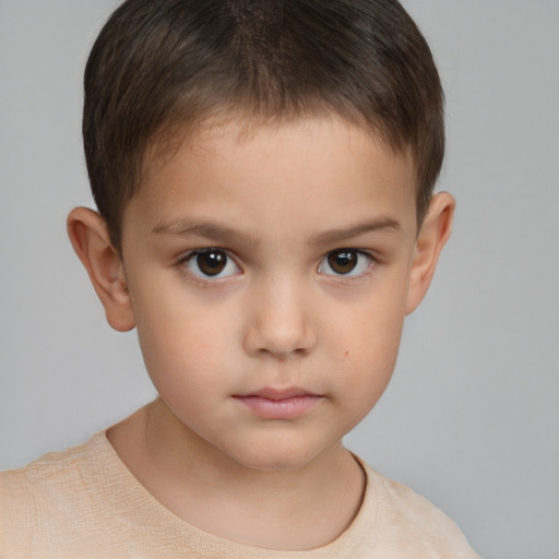 Neutral white child male with short  brown hair and brown eyes