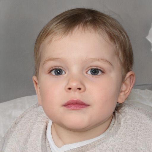 Neutral white child female with short  brown hair and blue eyes