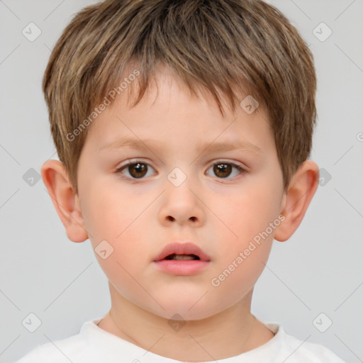 Neutral white child male with short  brown hair and brown eyes