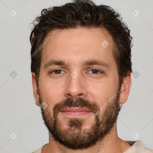 Neutral white adult male with short  brown hair and brown eyes