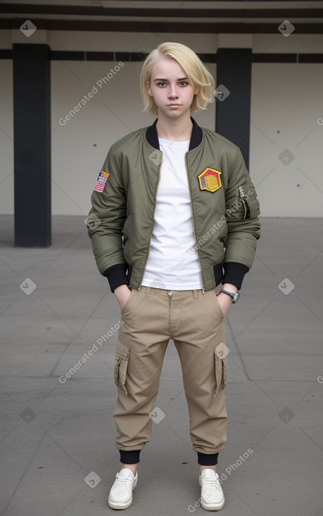 Spanish young adult non-binary with  blonde hair