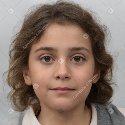 Neutral white child female with medium  brown hair and brown eyes