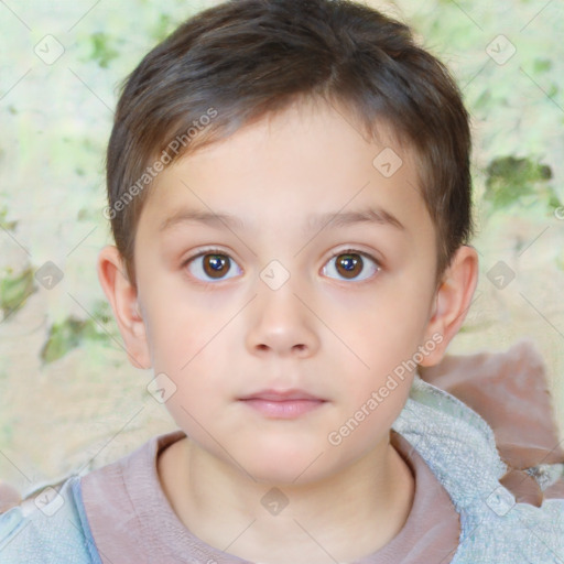 Neutral white child male with short  brown hair and brown eyes