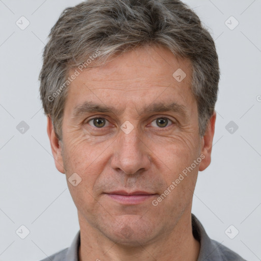 Neutral white adult male with short  brown hair and brown eyes