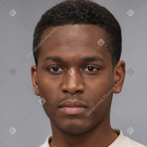 Neutral black young-adult male with short  brown hair and brown eyes