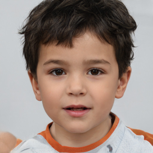 Neutral white child male with short  brown hair and brown eyes