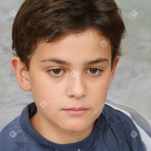 Neutral white child male with short  brown hair and brown eyes