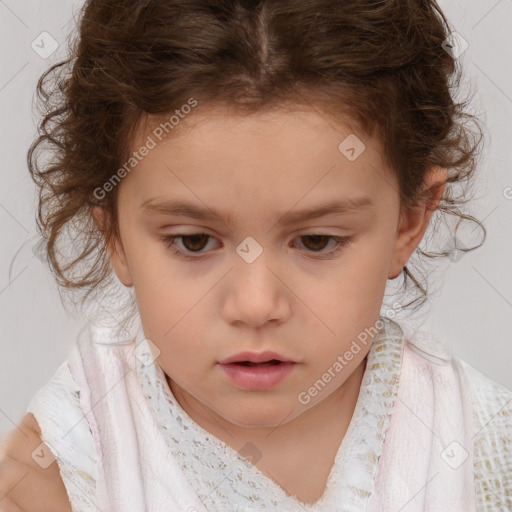 Neutral white child female with medium  brown hair and brown eyes