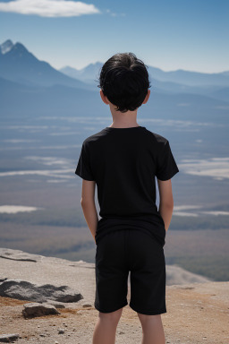 Caucasian child male with  black hair