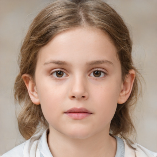 Neutral white child female with medium  brown hair and brown eyes