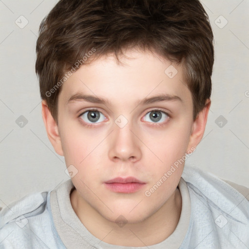 Neutral white child male with short  brown hair and brown eyes