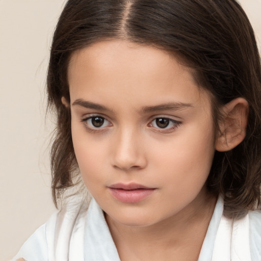 Neutral white child female with medium  brown hair and brown eyes