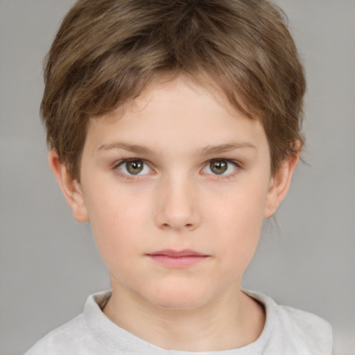 Neutral white child female with short  brown hair and brown eyes