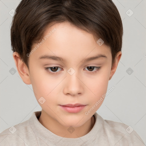 Neutral white child female with short  brown hair and brown eyes