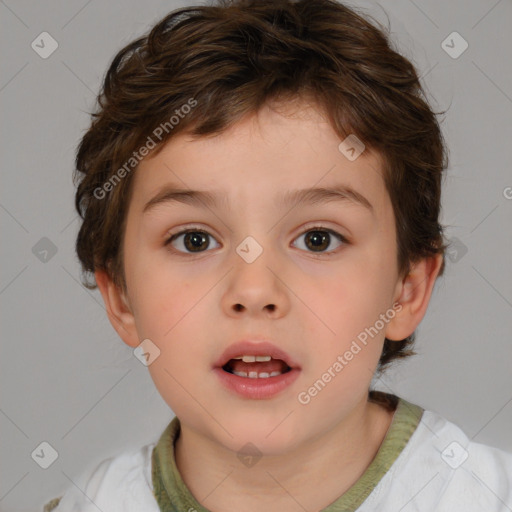 Neutral white child female with short  brown hair and brown eyes