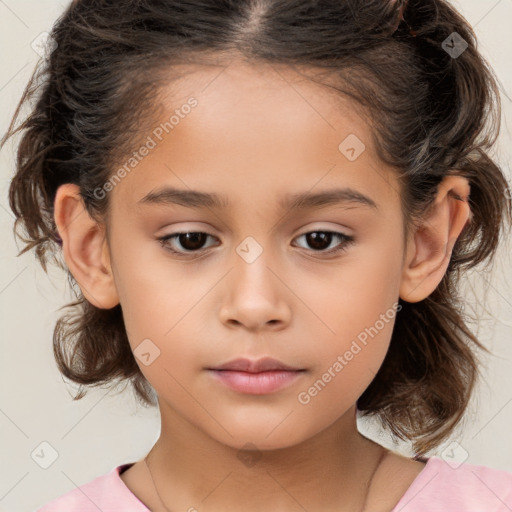 Neutral white child female with medium  brown hair and brown eyes