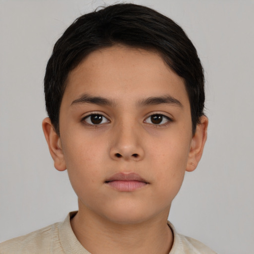 Neutral asian child male with short  brown hair and brown eyes