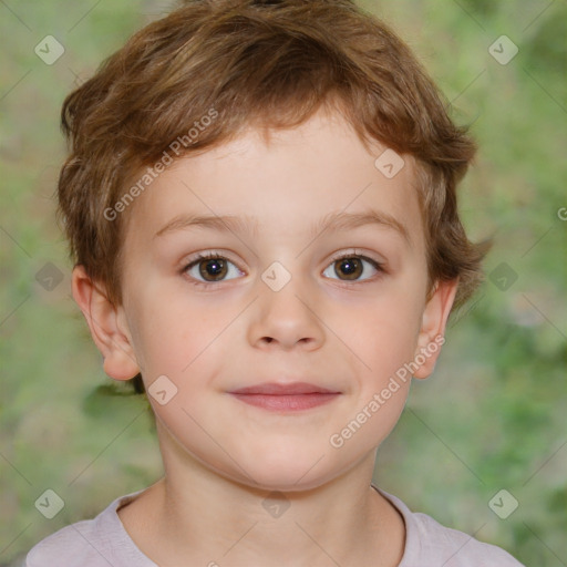 Neutral white child female with short  brown hair and brown eyes