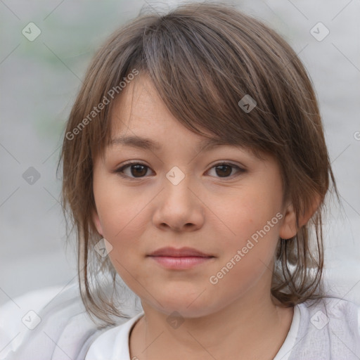 Neutral white child female with medium  brown hair and brown eyes