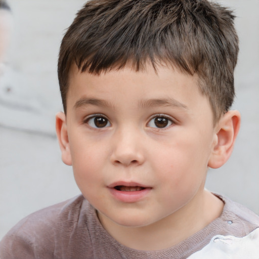 Neutral white child male with short  brown hair and brown eyes