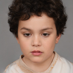 Neutral white child female with short  brown hair and brown eyes