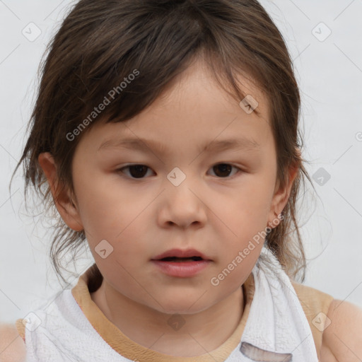 Neutral white child female with medium  brown hair and brown eyes