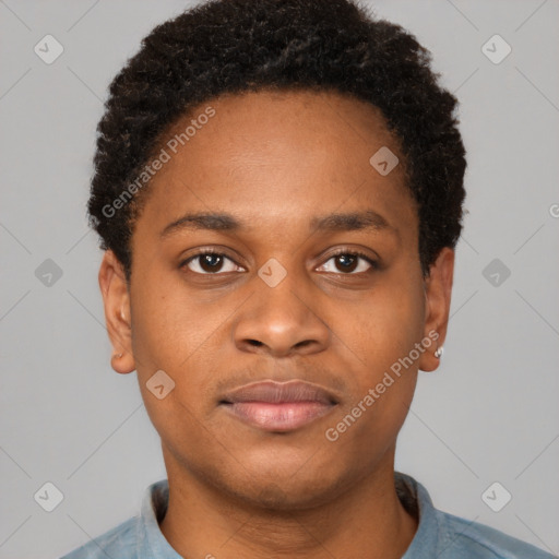 Neutral latino young-adult male with short  brown hair and brown eyes