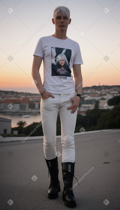 Croatian adult non-binary with  white hair