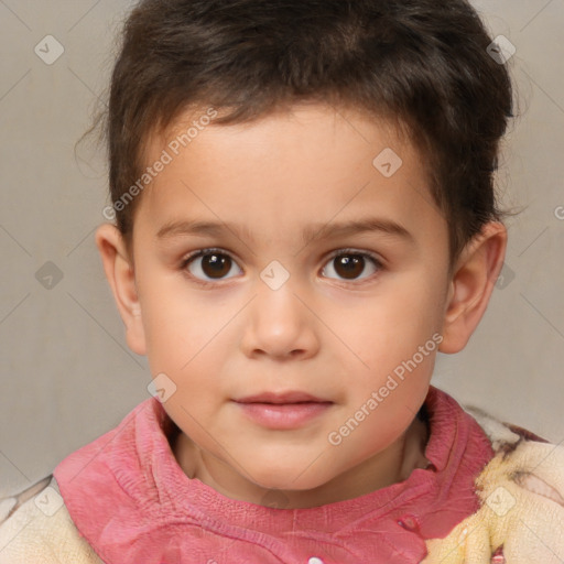 Neutral white child male with short  brown hair and brown eyes