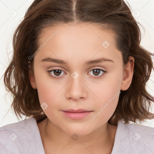 Neutral white child female with medium  brown hair and brown eyes