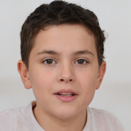 Neutral white child male with short  brown hair and brown eyes