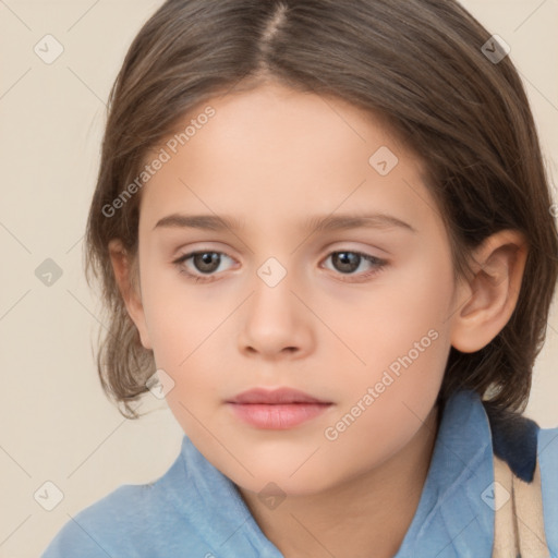 Neutral white child female with medium  brown hair and brown eyes