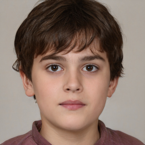 Neutral white child male with medium  brown hair and brown eyes