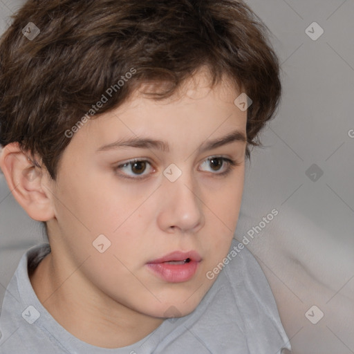 Neutral white child male with short  brown hair and brown eyes