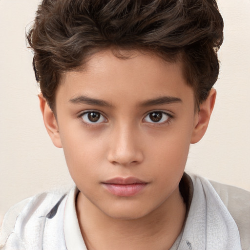 Neutral white child male with short  brown hair and brown eyes