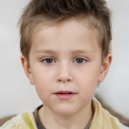 Neutral white child male with short  brown hair and brown eyes