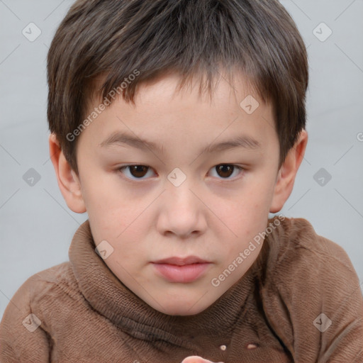 Neutral white child male with short  brown hair and brown eyes