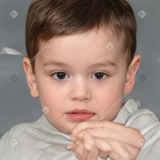 Neutral white child male with short  brown hair and brown eyes