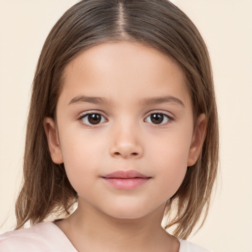 Neutral white child female with medium  brown hair and brown eyes