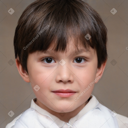 Neutral white child male with short  brown hair and brown eyes