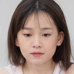 Neutral white child female with medium  brown hair and brown eyes