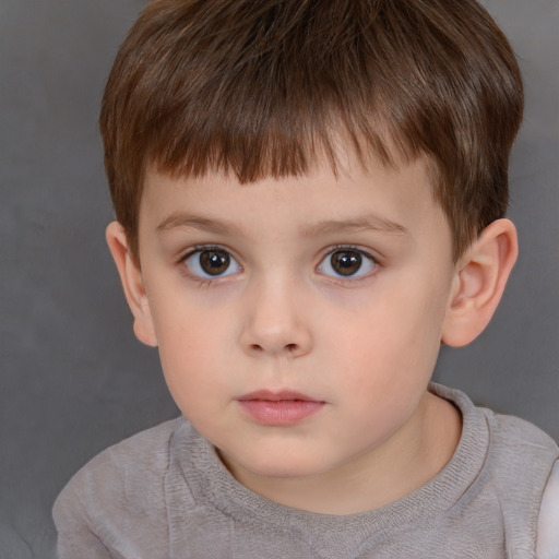 Neutral white child male with short  brown hair and brown eyes