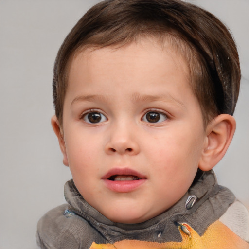 Neutral white child female with short  brown hair and brown eyes