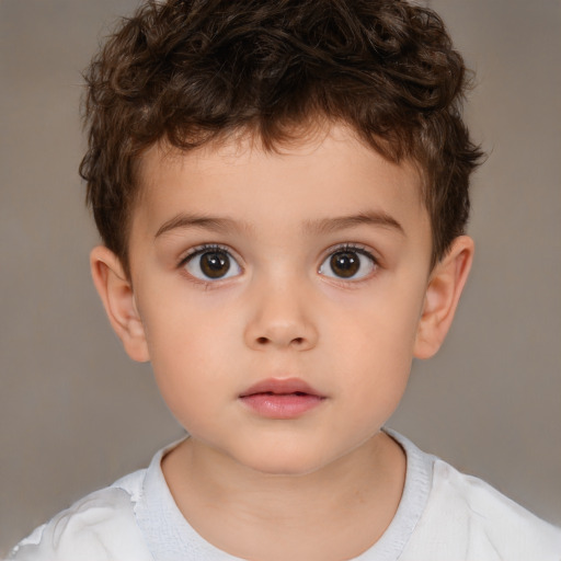 Neutral white child male with short  brown hair and brown eyes