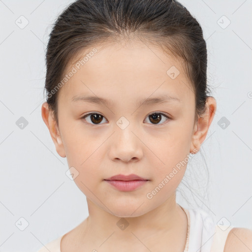 Neutral white child female with short  brown hair and brown eyes